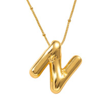 Halskette mit Buchstabenanhängern aus 18-karätigem Gold, Edelstahl und Titan, 26 englische Initialen, Perlenkette, zierliches Schmuckgeschenk für