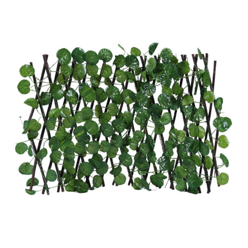Cerca artificial retrátil expansível de 78,74 x 15,75 polegadas para jardim, com folhas verdes para proteção da privacidade.
