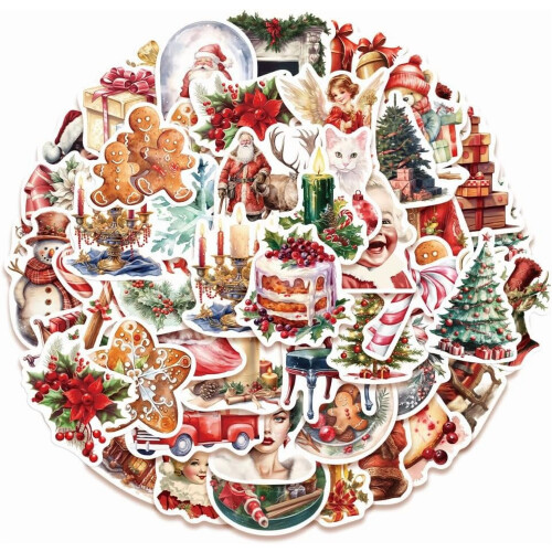 100 pegatinas de vinilo navideñas vintage 1