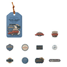 Pak van 20 stuks historisch ontwerplabel-blues oude post