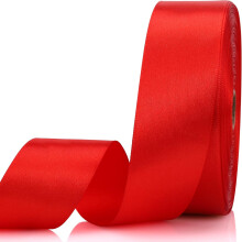 Nastro rosso da 3,8 cm x 55,4 m, in raso tinta unita, ideale per confezioni regalo, lavori creativi, matrimoni, composizioni floreali, acconciature e