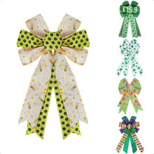 Grand nœud décoratif pour la Saint-Patrick, idéal pour couronne, sapin, porte d'entrée, décoration murale intérieure ou extérieure pour fêtes