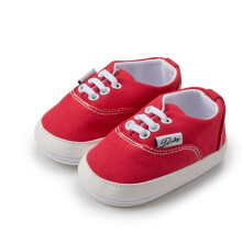 Babyschuhe, klassische Baby-Sneaker, Kleinkinderschuhe zum Laufenlernen, weiche Gummisohle, für drinnen und draußen, Mädchenschuhe, Rot, 6-12