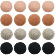 40 stk. håndlagde ullballer i 4 farger, 20 mm, naturbrune, myke runde pomponger til DIY-håndverk, hjemmefester, girlandere og toving – kompatible