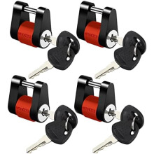 Gleichschließendes Anhängerkupplungsschloss, 1/4" Durchmesser, 3/4" Spannweite, hochbelastbarer Stahl, klapperfreie Gummiringe (4er-Pack)