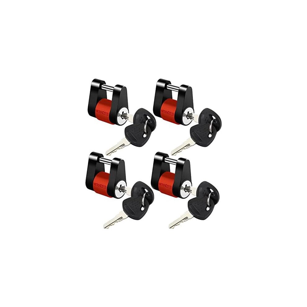 Keyed Alike Trailer Coupler Lock, 1/4" Dia, 3/4" Span, Heavy-Duty Steel, Anti-Rattle Rubber Rings (4 Pack) 9448990535354