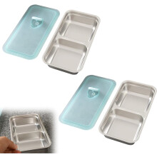 Boîtes à goûter réutilisables en acier inoxydable avec couvercles, compatibles lave-vaisselle, pour les collations, les sauces, les voyages et le