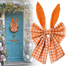 Easter wreath bow rustic fabric 16 inch orange