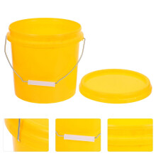 Gele plastic emmer met lekvrij deksel en handvat (1 stuk)