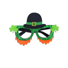 St. Patrick's Day Kleeblattbrille, grün-goldene Version D