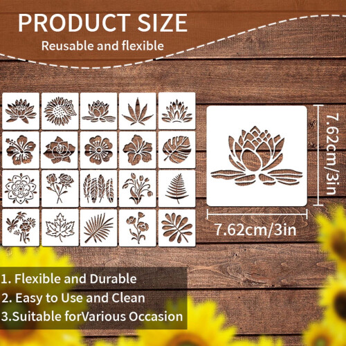 Wildflower Stencil Set Reusable 20 Pieces 2