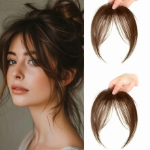 Flequillo postizo para mujer (1 unidad) – Sintético resistente al calor, liso natural, fácil de colocar, ideal para el trabajo, fiestas o citas
