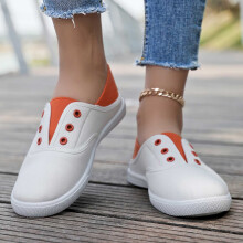 Zapatos de mujer, mocasines planos cómodos de tela transpirable y ligeros para caminar, zapatos para correr de mujer, Z02 Naranja, 7.5