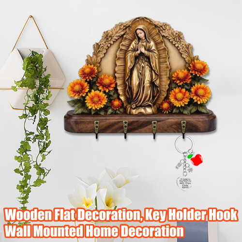 Porte-clés doré Vierge Marie - Décoration murale - Lot de 3 2