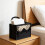 Foldable Woven Storage Basket with Handle Black Blue Pink 4