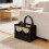 Foldable Woven Storage Basket with Handle Black Blue Pink 6