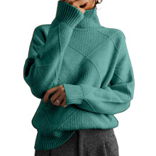 Pull en maille pour femme, manches longues, col rond oversize