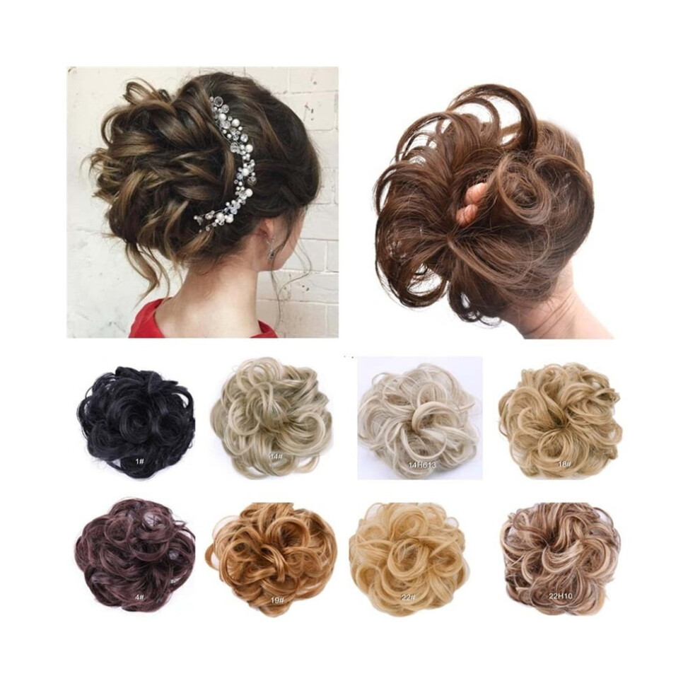 Unisex Synthetic Elastic Messy Hair Bun Curly Wave False Hairpiece Ponytail Chignon
