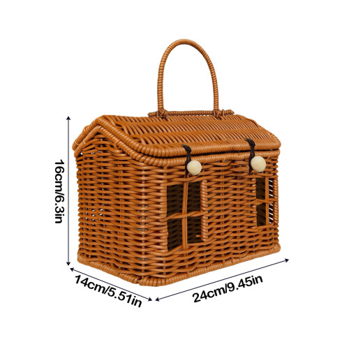 House-Shaped Rattan Basket with Lid and Handle 1