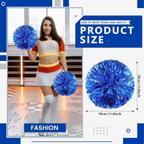 8 metallic cheer pompons van 30 cm met ringvorm 1