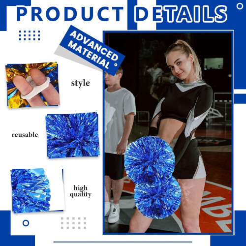 8 metallic cheer pompons van 30 cm met ringvorm 2