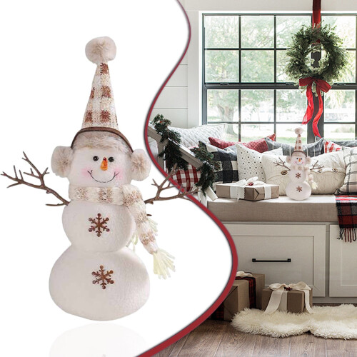 Snowman Gnome Figurine with Bobble Hat – Festive Tabletop 1