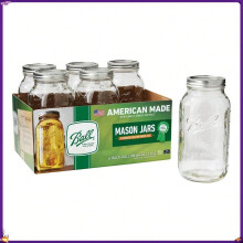 64oz6pk üveg széles szájú befőttesüveg fedéllel és szalaggal: átlátszó befőttesüvegek, mosogatógépben mosható, 4" nyakátmérő