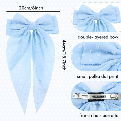8 τεμάχια oversized chiffon fish cutter με μακριές κορδέλες, αντιολισθητικές γαλλικές μπάρες 1