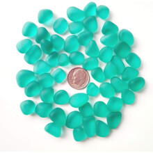 30 Stück ungebohrte Meeresglasperlen/Strandglasperlen zur Schmuckherstellung (Türkis, groß (12-16 mm Länge))