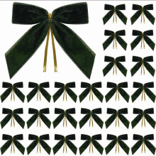 24 Samt-Weihnachtsschleifen – Grün, 3,5 x 3,5 Zoll, für