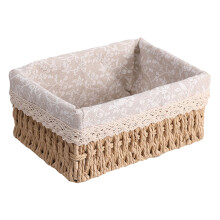 Wicker Basket with Liner Natural Rattan 8 Inch