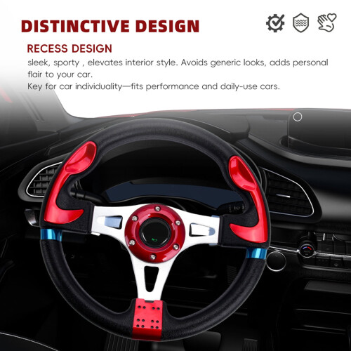 Volante com estrutura de alumínio de 13 polegadas, estilo esportivo ergonômico 1
