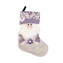Paarse sneeuwvlok kerstsok met glitter, 18 inch