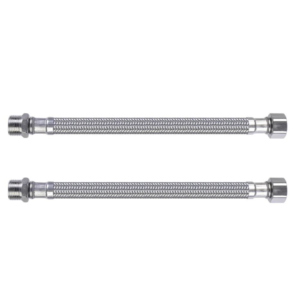 2 Pack 304 Stainless Steel Extension Hose 3/8 Inch With Silicone Seal For Leak Prevention Faucet And Valves Connection 9555307463214