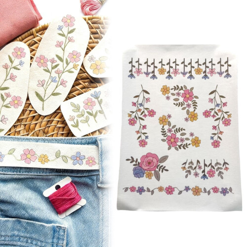 Flower Border Embroidery Patterns Peel & Stick Sheets