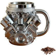 V8Engine-kahvimuki, kaksiseinäinen, ruostumaton teräs