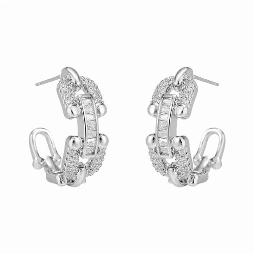 Brincos de prata de lei 925 com zircônia (1 par)