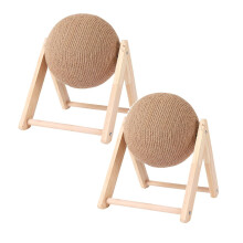 7,08" sisal klösbollsleksak för katter, snurrande träboll för katt, interaktiv inomhusleksak för husdjur – 2 st, kompatibel med alla katter