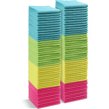 Blauwe microvezel schoonmaakdoekjes, 50 stuks, 29 x 29 cm, pluisvrij en krasvrij, zeer absorberend, herbruikbaar voor ramen, glas, auto's en keuken.