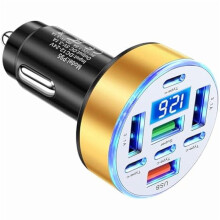 40W 8-Port Car Charger USB Type-C Adapter with Digital Voltage Display for Multiple Devices