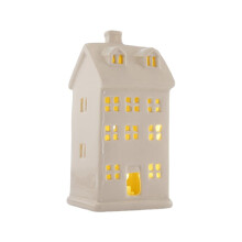 Maisons de village de Noël en céramique avec lumières LED, en porcelaine, télécommande, thème hivernal, embellissent la décoration des fêtes