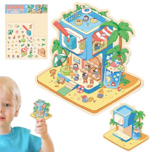 Tee omat talotarrasi3D-efekti käsintehdyt tilitarrat sarjakuvamaisematarrat lapsille aikuisille scrapbooking-koristelutyökalu kaunis