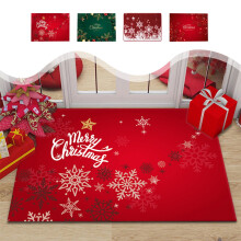 Weihnachtsfußmatte, 61 x 41 cm, schmutzabweisendes Schneeflockenmuster, saugfähig und rutschfest, waschbar, für drinnen und draußen geeignet,