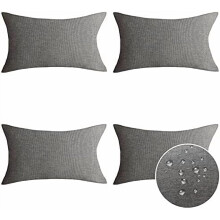 Outdoor Waterproof Linen Throw Pillows Light Grey 4 pcs