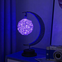 Lampe lunaire enchantée, veilleuse commémorative LED en forme de lune suspendue, décoration de Noël pour la maison (Sepak Takraw bleu)