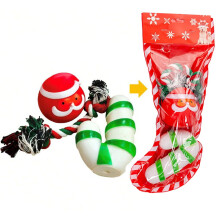 Weihnachtsstrumpf-Hundespielzeug, Weihnachts-Hundespielzeugset mit Weihnachtsmann-Motiven, Bällen, interaktives Geschenk für Katzen im Haus
