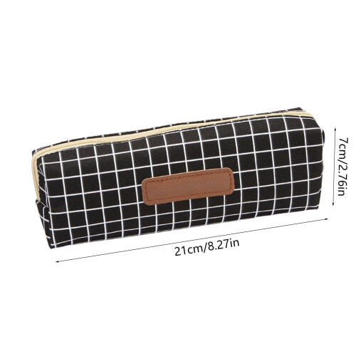 Estojo para lápis em tecido Oxford preto, 21 x 7 cm (8,27 x 2,76 polegadas) 2
