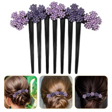 2 elegante Haarkämme mit violetter Blume und 7 Zähnen – Vintage-Hochsteckfrisuren-Styling-Accessoires