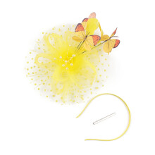 Elegant Butterfly Hairpiece Hairpin With Soft Feather-Yellow
