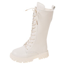 Girls' White Princess Boots – Soft Sole, Comfortable Flat Leather Ankle Boots for Toddlers (11.5–12Y), Compatible with Daily Casual Wear